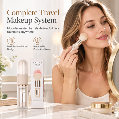 🖌️DERNIER JOUR DE VENTE ! 50 % DE RÉDUCTION !!📢Ensemble de pinceaux de maquillage rétractables portables, outil cosmétique de voyage multifonctionnel avec pinceau à poudre et à lèvres en silicone