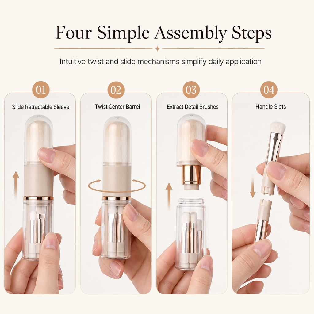 🖌️DERNIER JOUR DE VENTE ! 50 % DE RÉDUCTION !!📢Ensemble de pinceaux de maquillage rétractables portables, outil cosmétique de voyage multifonctionnel avec pinceau à poudre et à lèvres en silicone