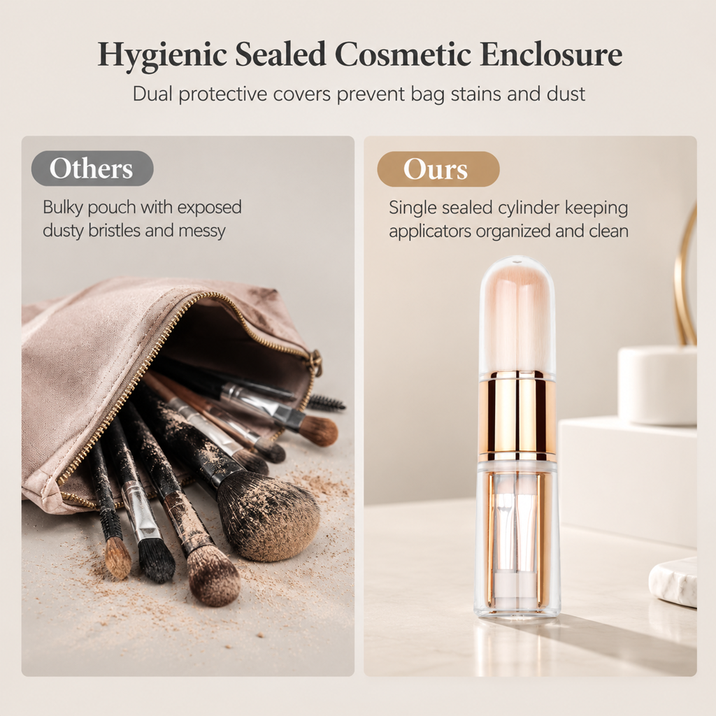 🖌️DERNIER JOUR DE VENTE ! 50 % DE RÉDUCTION !!📢Ensemble de pinceaux de maquillage rétractables portables, outil cosmétique de voyage multifonctionnel avec pinceau à poudre et à lèvres en silicone