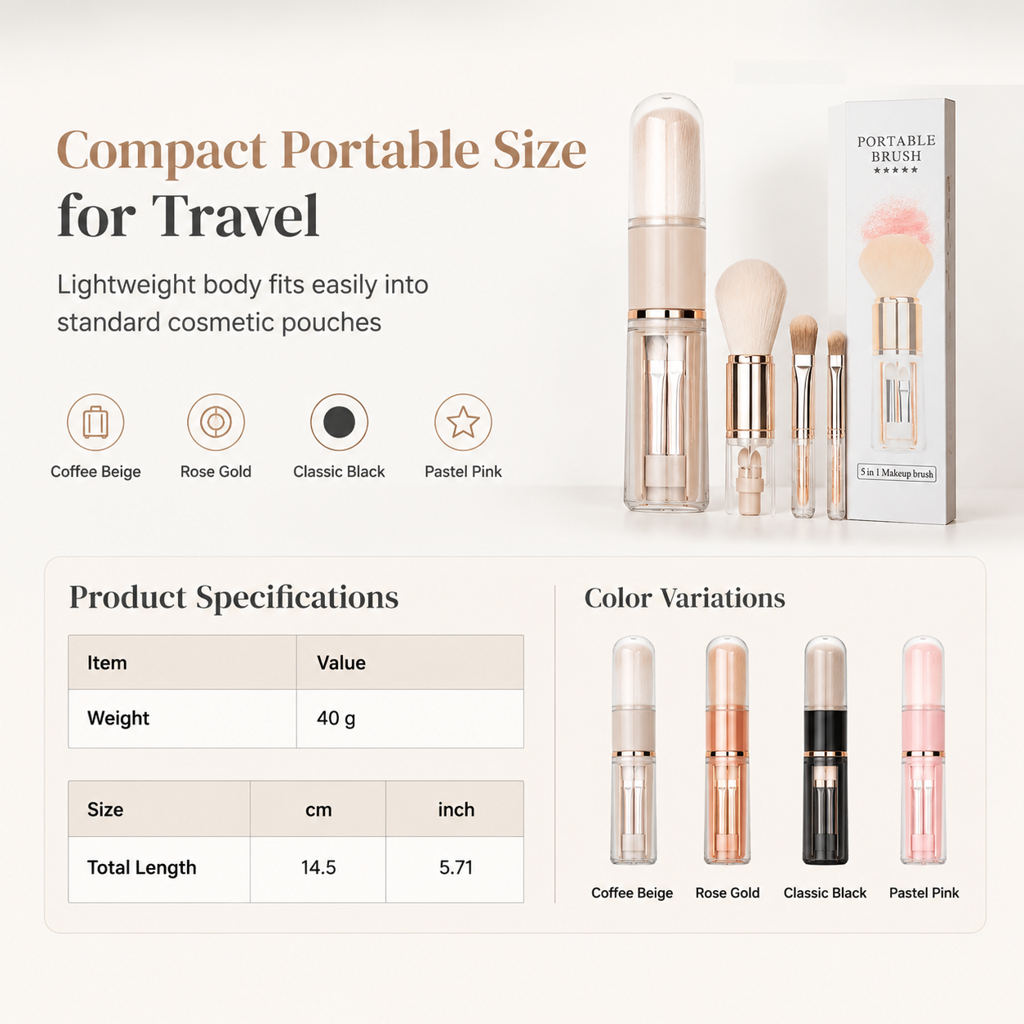 🖌️DERNIER JOUR DE VENTE ! 50 % DE RÉDUCTION !!📢Ensemble de pinceaux de maquillage rétractables portables, outil cosmétique de voyage multifonctionnel avec pinceau à poudre et à lèvres en silicone