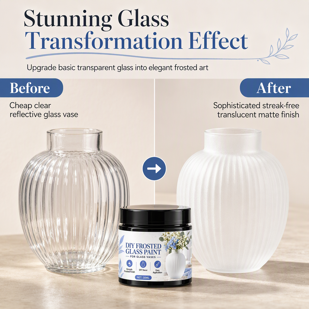 🔥50 % DE RÉDUCTION MAINTENANT ! Peinture pour verre dépoli à faire soi-même pour vases en verre – Revêtement mat translucide, peinture effet givré sans traces pour la décoration intérieure et les loisirs créatifs en verre.