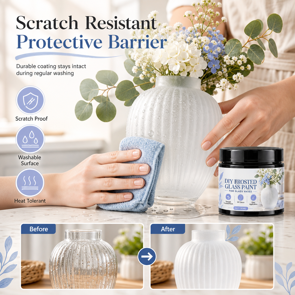 🔥50 % DE RÉDUCTION MAINTENANT ! Peinture pour verre dépoli à faire soi-même pour vases en verre – Revêtement mat translucide, peinture effet givré sans traces pour la décoration intérieure et les loisirs créatifs en verre.