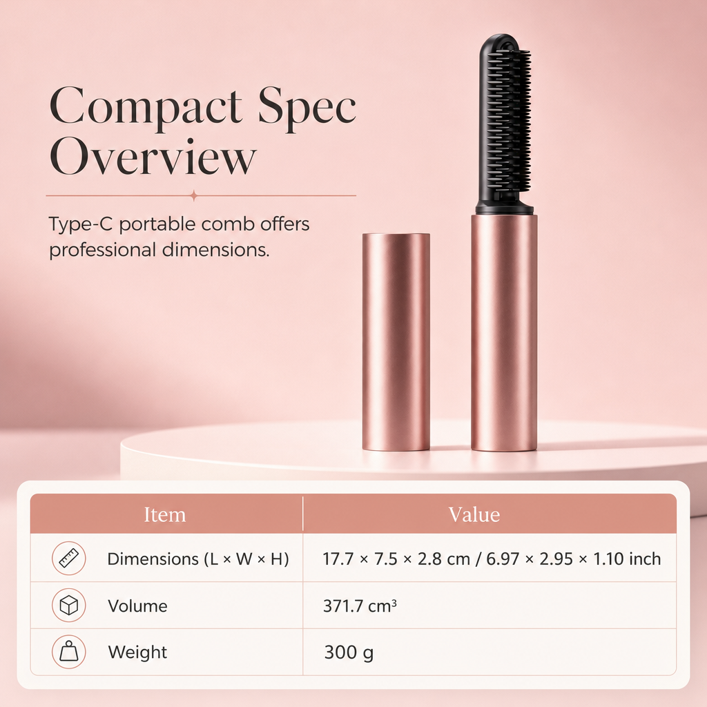 Mini-brosse lissante sans fil chauffante, peigne coiffant portable et rechargeable pour la frange et pour donner du volume