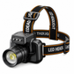 Lampe frontale rechargeable ultra-lumineuse avec capteur de mouvement, zoom et longue autonomie, idéale pour la pêche et l'alpinisme en extérieur.
