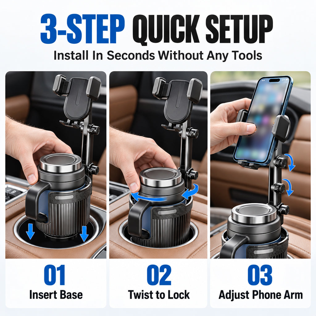 Libérez votre console instantanément ! Porte-gobelet et support de téléphone 2 en 1