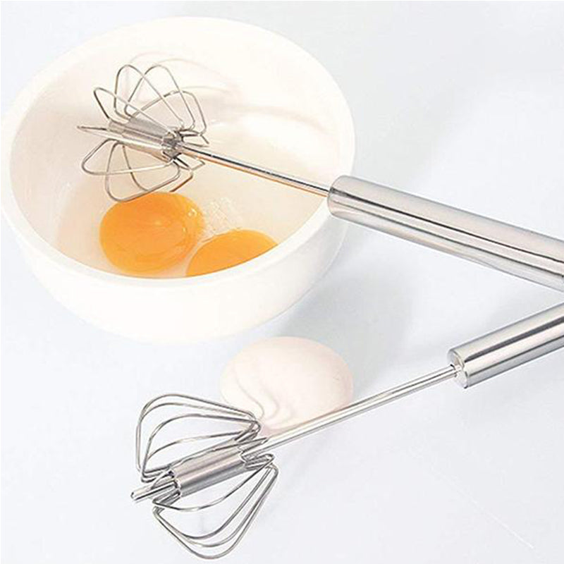 🥣 Fouet rotatif semi-automatique en acier inoxydable – Mélange rapide et sans effort, d'une simple pression ✨
