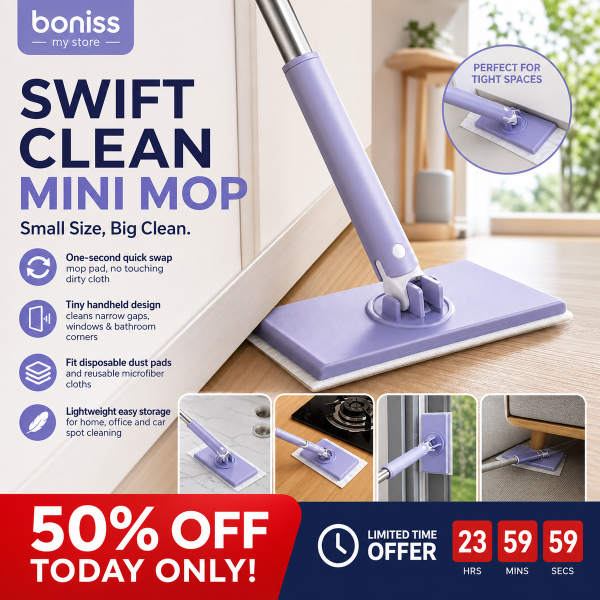 🔥 PROMOTION EXCEPTIONNELLE : 50 % DE RÉDUCTION 💥 Mini-balai à franges pratique pour changer les langes