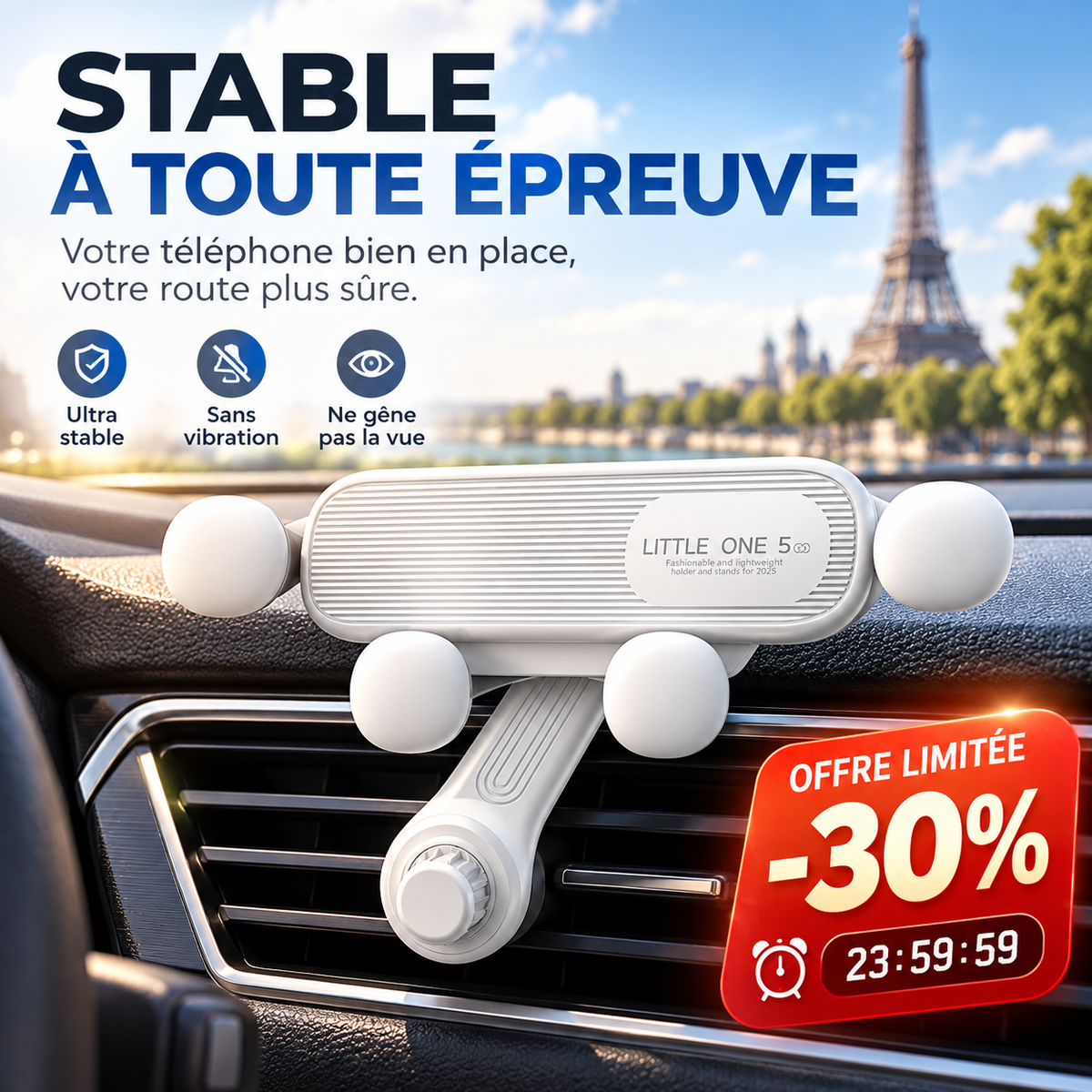 Support de téléphone pour voiture, support de fixation pour GPS à installer sur la bouche d'aération