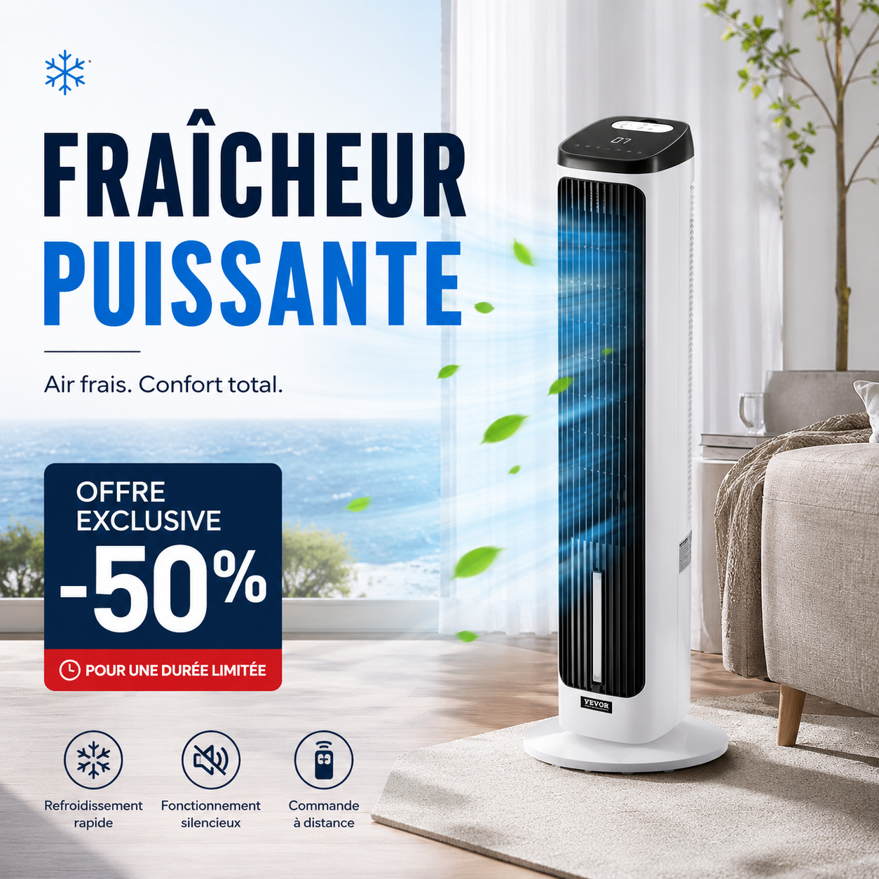 Ventilateur tour USB portable à 3 vitesses