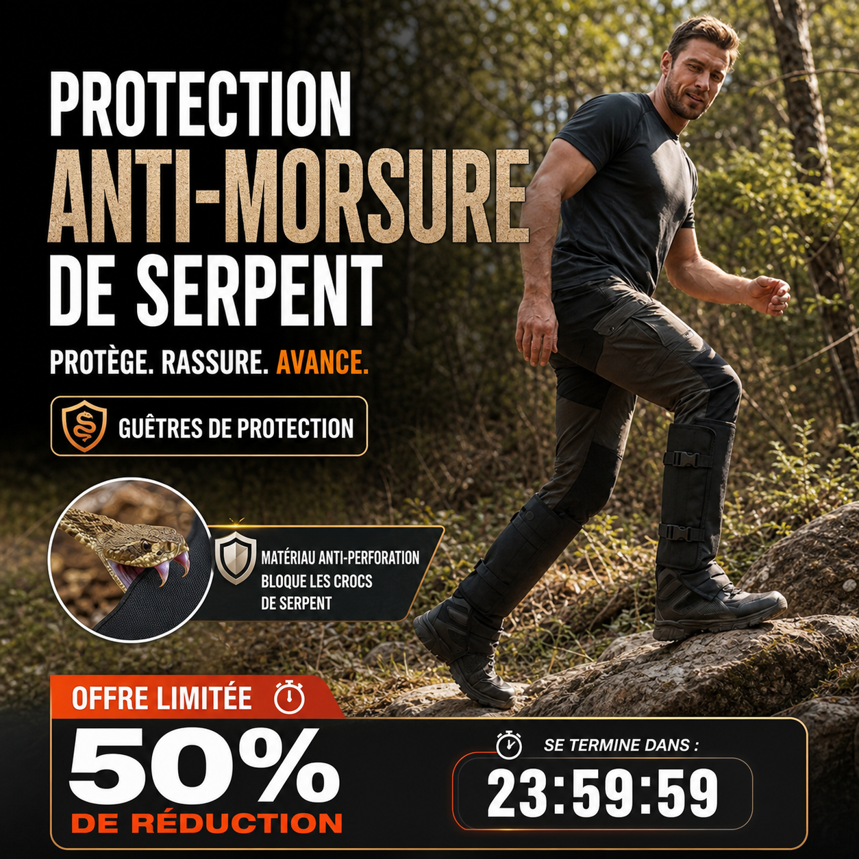 📢📢 -50 % !! ⏰ Guêtres de protection extérieures pour la randonnée et la chasse