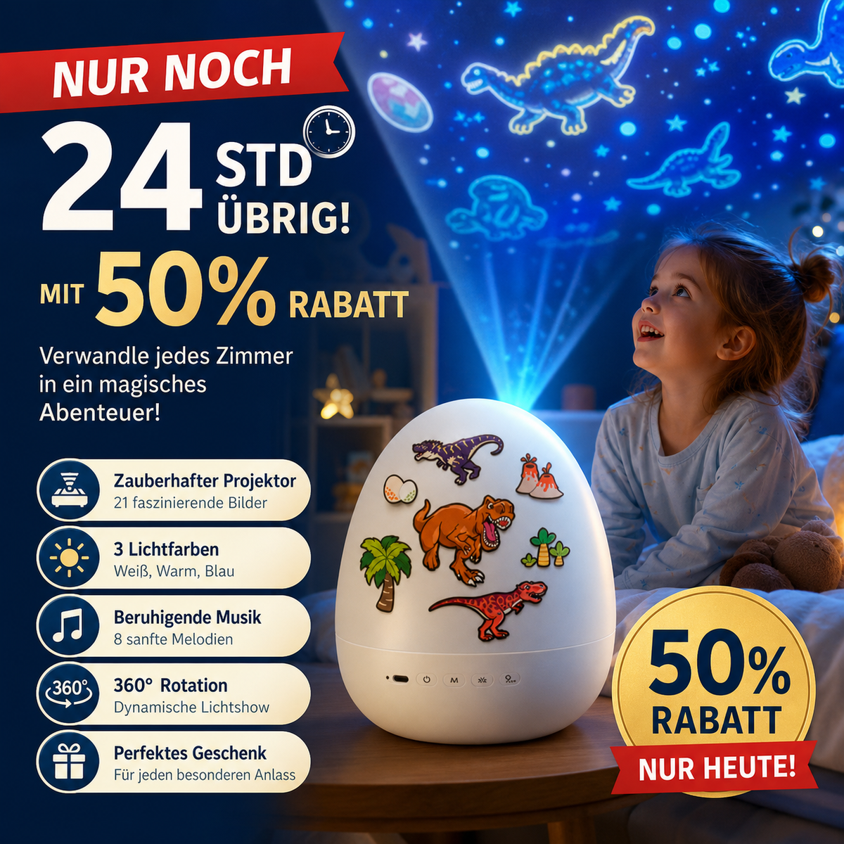 🔥 50 % de réduction dès aujourd’hui ! 🦕🦕🥚 Projecteur de veilleuse « œuf de dinosaure » avec musique — doté d’une minuterie et d’une rotation à 360° — pour remplir la chambre d’enfant de magie ! ✨