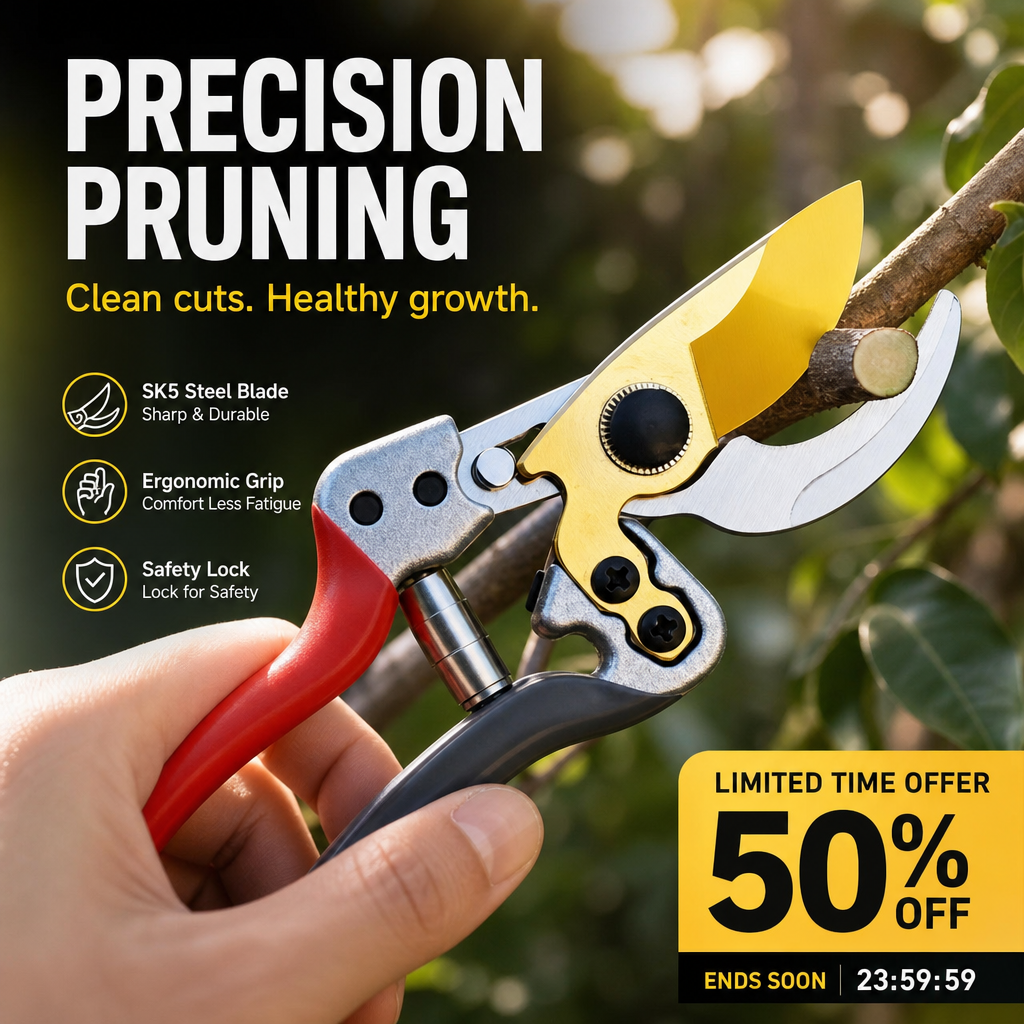 50% de Réduction – Sécateur de Jardin SK5 Robuste à Poignée Antidérapante